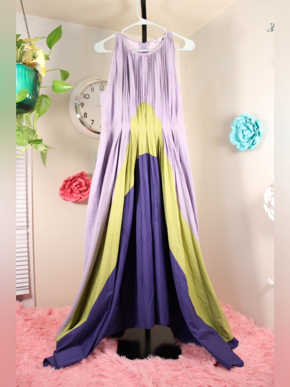 BIBHU Mohapatra Collective Colorblock Pleated Maxi Dress Size 8 MSRP $485